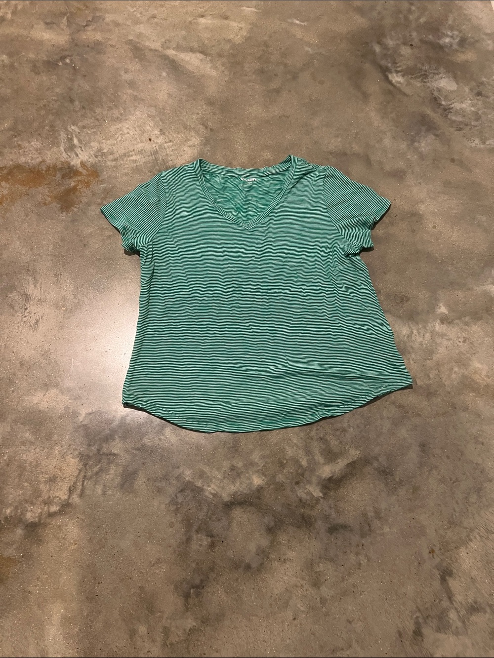 Old Navy Women's Short Sleeve V-Neck Top in Teal Stripes